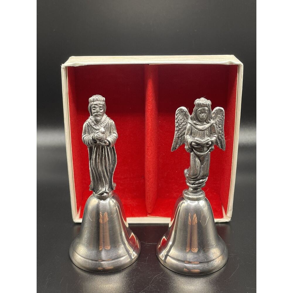Vintage 1984 Reed and Barton Nativity Bells. Wiseman and Angel. New Original Box